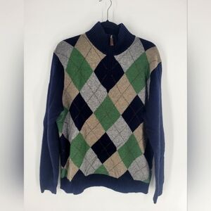 J‎ Crew lambswool Men's Argyle Sweater Navy Size L